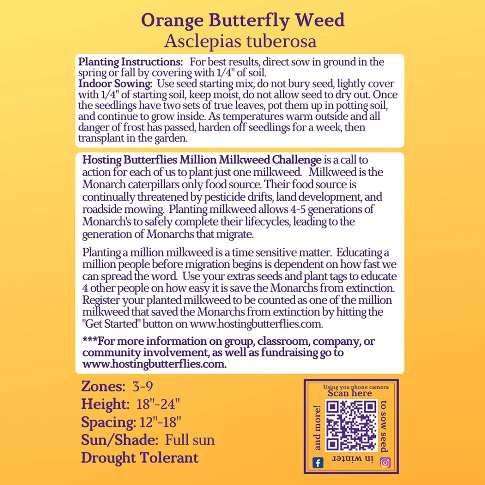 Orange Butterfly Weed Planting Instructions